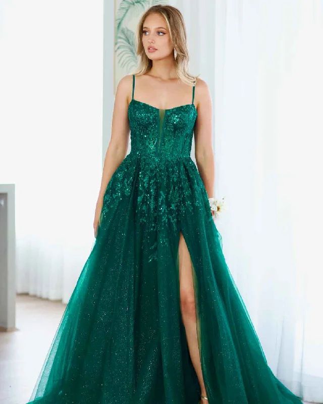 Iris Corset Lace Gown - Emerald Lace Dress Chic