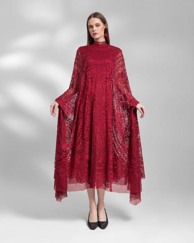 High-Neckline Lace Kaftan Lace Dress Lookbook