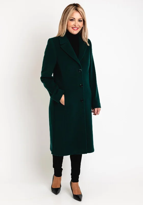 Christina Felix Classic Tailored Wool Cashmere Blend Long Coat, Forest Green Women's lined jackets