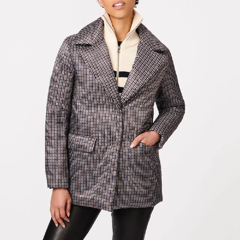 Manhattan Mini Plaid Blazer Puffer Jacket Women's smart jackets