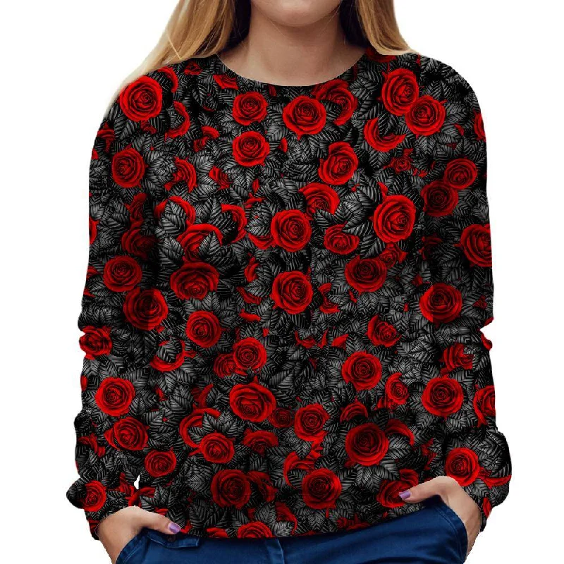 Red Rose Womens Sweatshirt Trendy Hoodie Sweatshirt