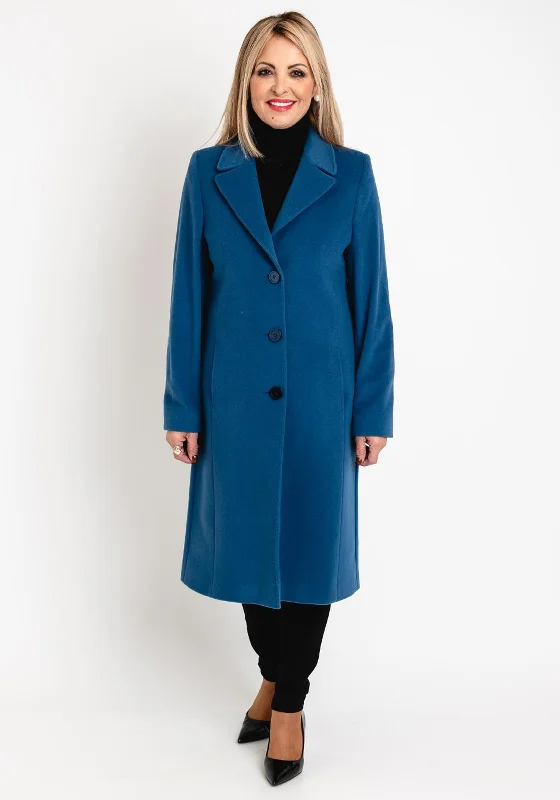 Christina Felix Classic Tailored Wool Cashmere Blend Long Coat, Blueberry Women's wedding guest jackets