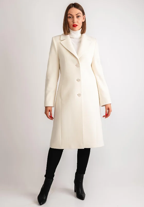 Christina Felix Wool Cashmere Blend Long Coat, Cream Women's budget jackets