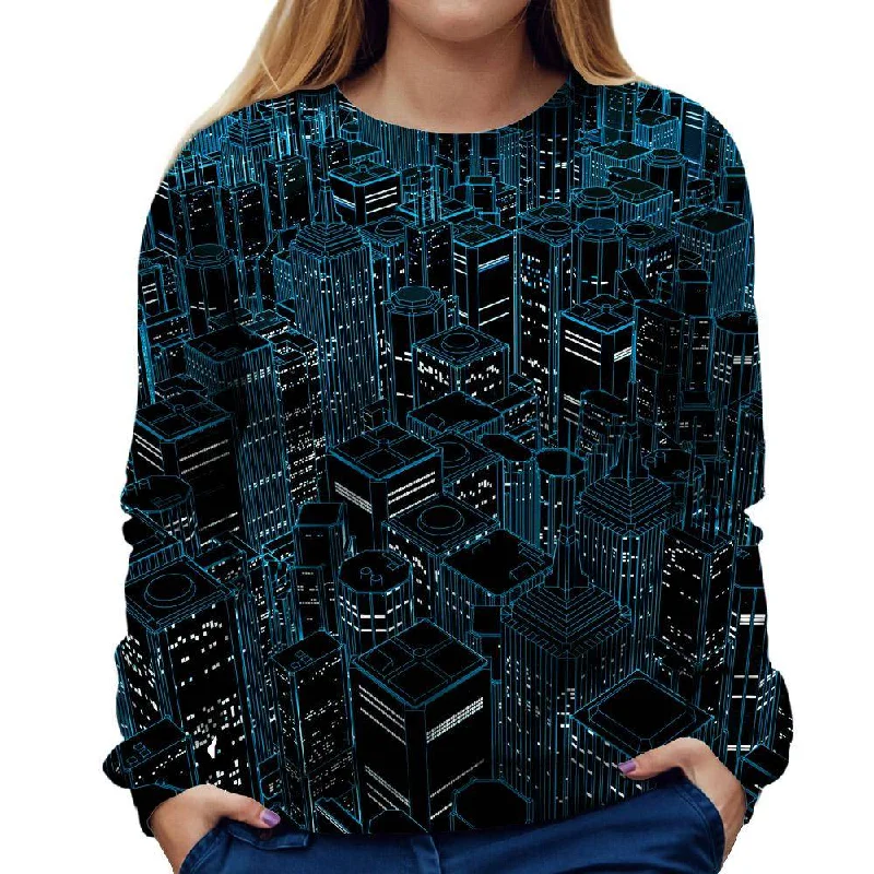 Night City Lights Womens Sweatshirt Long Sleeve Hoodie