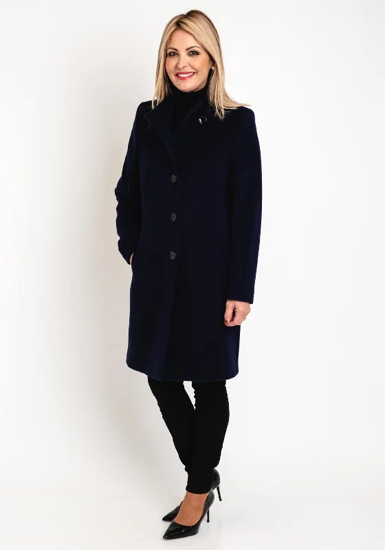 Christina Felix Classic Tailored Wool Cashmere Blend Long Coat, Navy Women's motorcycle jackets