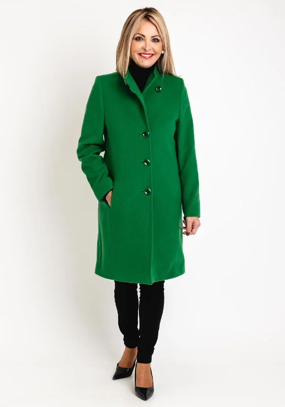 Christina Felix Classic Tailored Wool Cashmere Blend Long Coat, Shamrock Green Women's hiking jackets