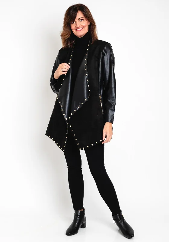 Malissa J One Size Faux Suede Studded Jacket, Black Women's stylish jackets