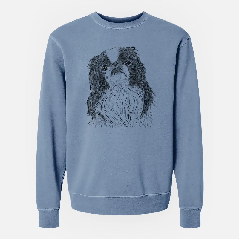 Bare Suki the Japanese Chin - Unisex Pigment Dyed Crew Sweatshirt Long Hoodie Sweatshirt