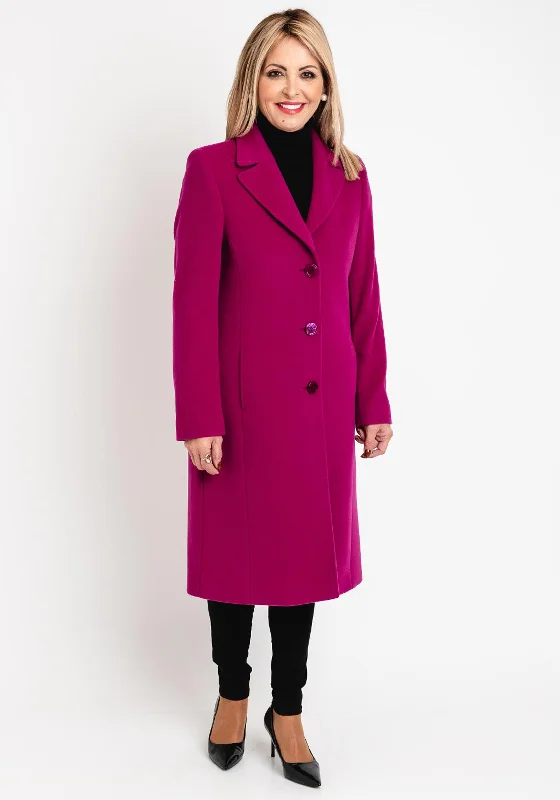 Christina Felix Classic Tailored Wool Cashmere Blend Long Coat, Raspberry Women's vintage jackets