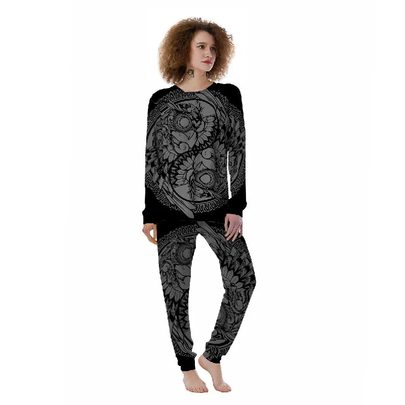 Owl Yin Yang Print Women's Pajamas Custom pajama sets with names