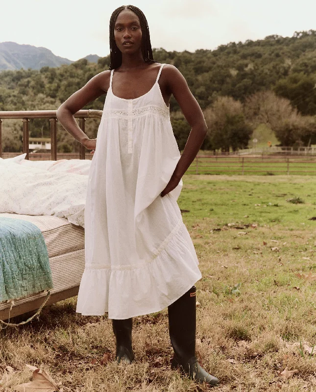 The Eyelet Ruffle Tank Night Dress. -- True White Expensive pajama sets