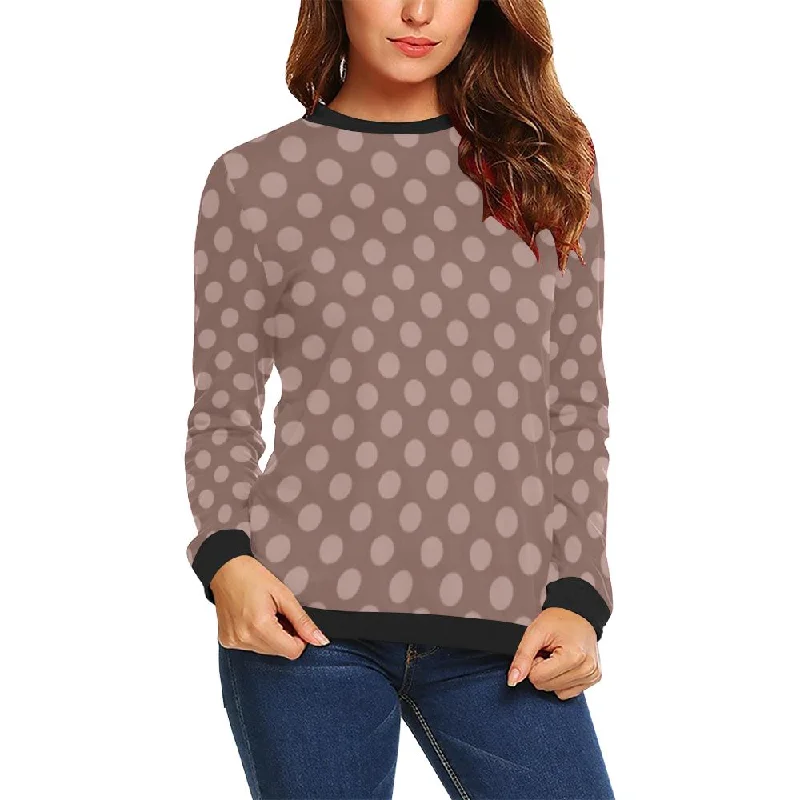 Brown Chocolate Polka dot Pattern Print Women Crewneck Sweatshirt Fashionable sweaters