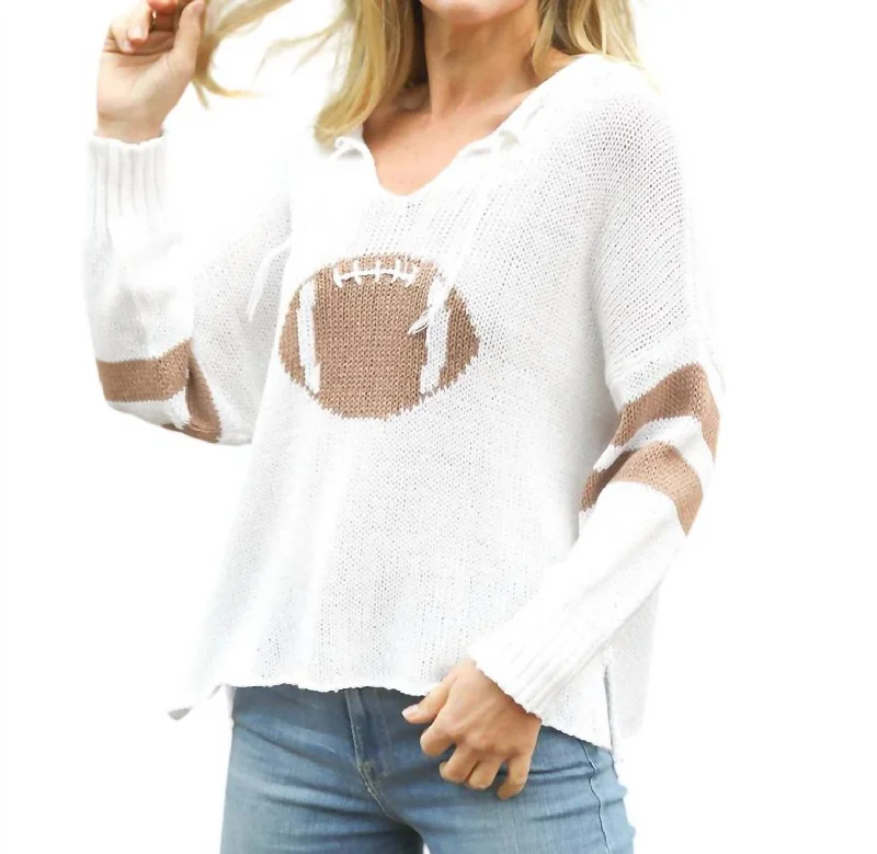 Football Sweater In White Lightweight sweaters