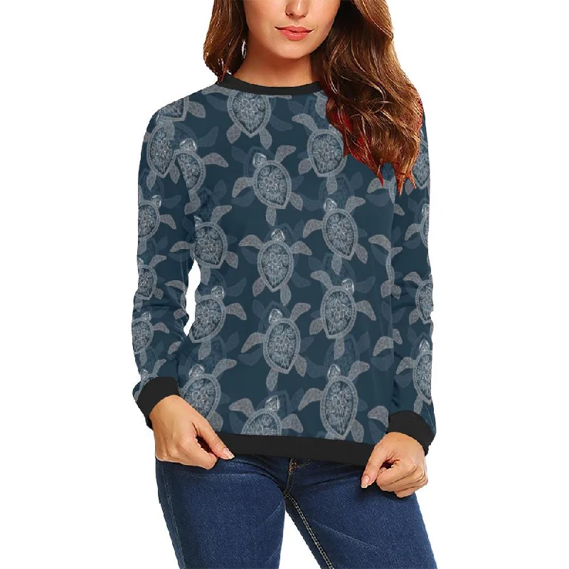 Hawaiian Blue Sea Turtle Pattern Print Women Crewneck Sweatshirt Party sweaters