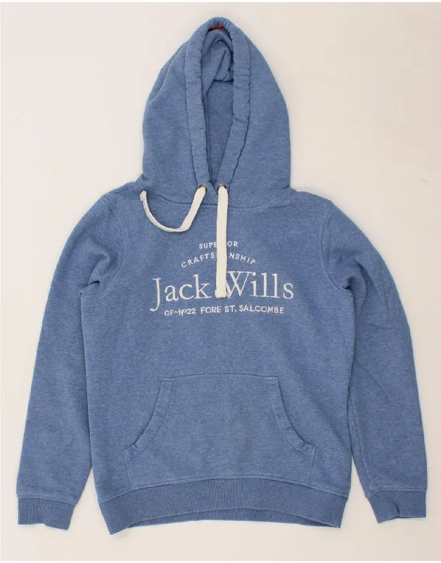 JACK WILLS Womens Graphic Hoodie Jumper UK 10 Small  Blue Cotton Levi's sweaters