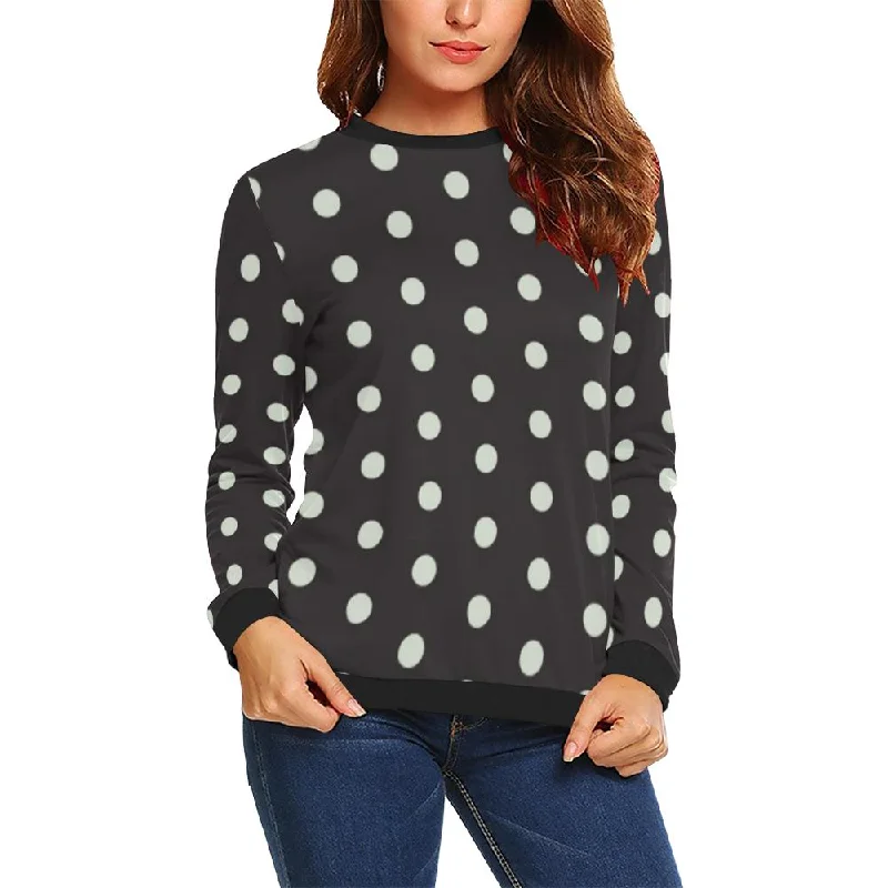 Vintage Black White Polka dot Pattern Print Women Crewneck Sweatshirt Acrylic sweaters