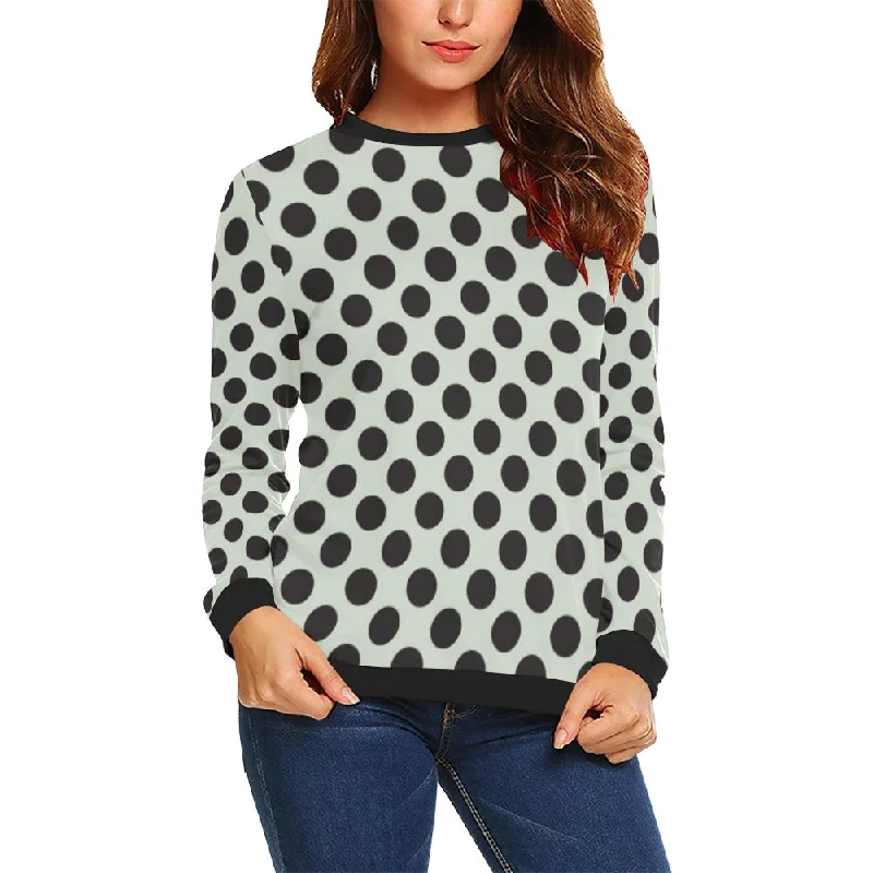 Vintage White Black Polka dot Pattern Print Women Crewneck Sweatshirt Lightweight sweaters for spring