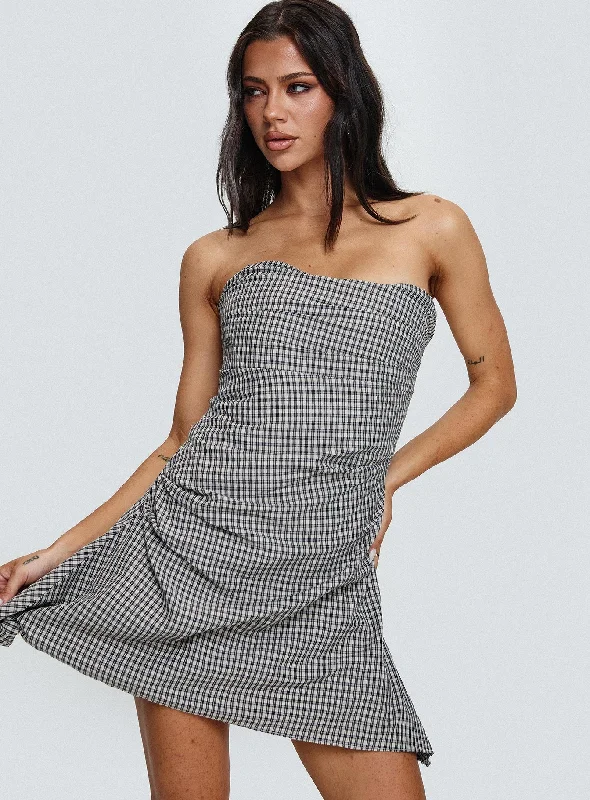 Bradwell Strapless Mini Dress Check A-line mini dresses