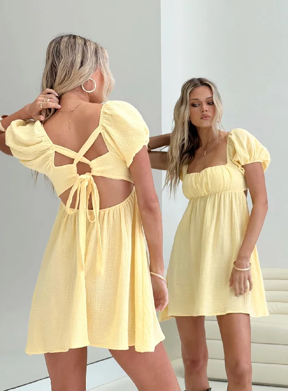 Let's Dance Mini Dress Yellow Off-shoulder mini dresses