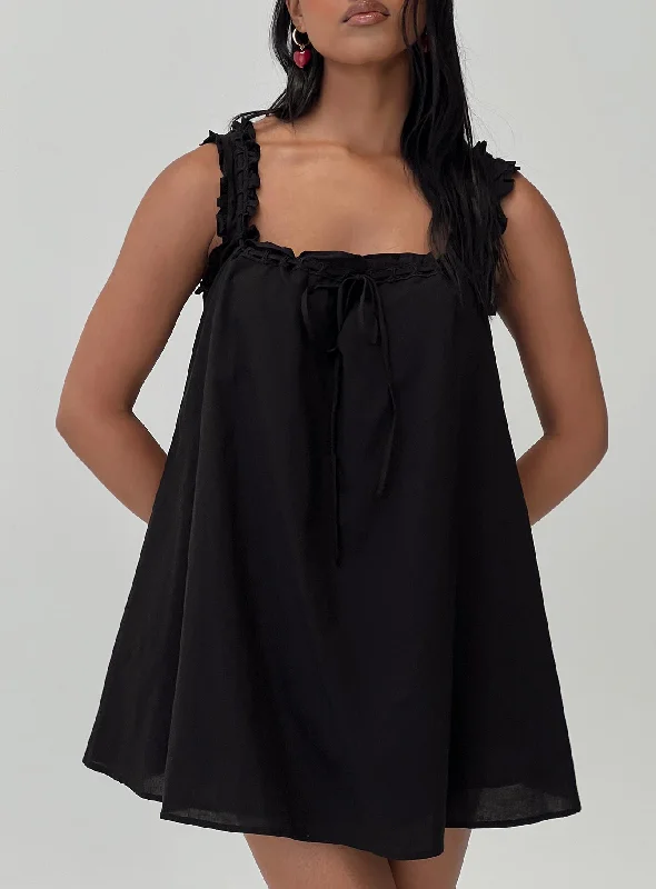 Swing Mini Dress Black Petite Goth mini dresses