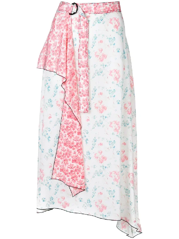 floral print contrast belt skirt Bold pattern unclassified skirts