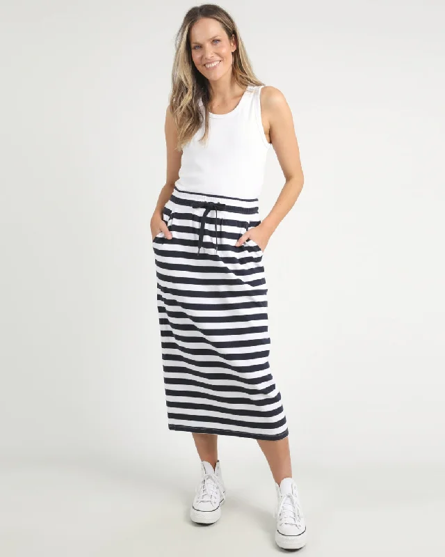 Elm Sunset Stripe Skirt Navy White Casual chic unclassified skirts