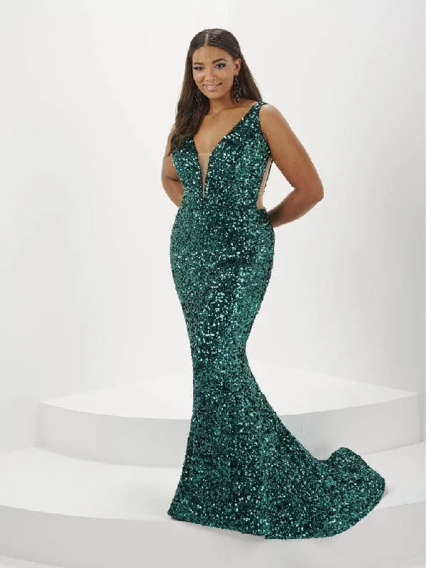 Tiffany Designs 16132 - Allover Sequin V-Neck Evening Gown Best party dresses for date night