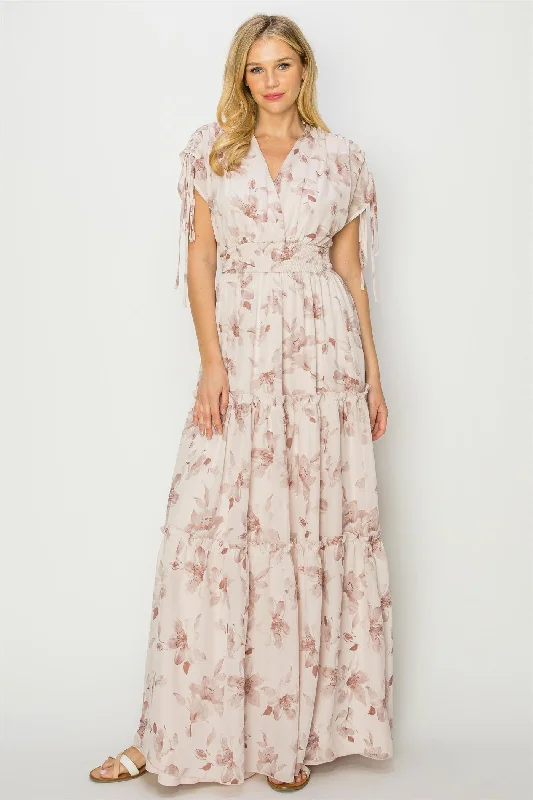 Mauve Floral Maxi Dress Clubbing maxi dresses