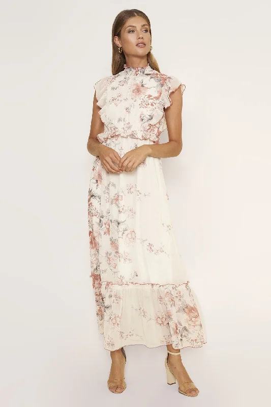 Peach Floral Maxi Dress New Year's Eve maxi dresses