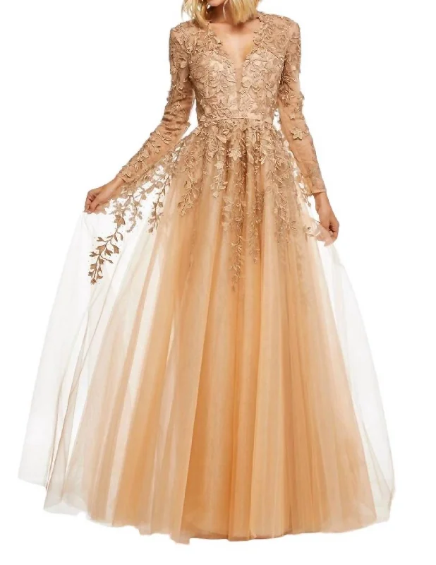 A-Line Prom Dress In Gold Engagement unclassified dresses