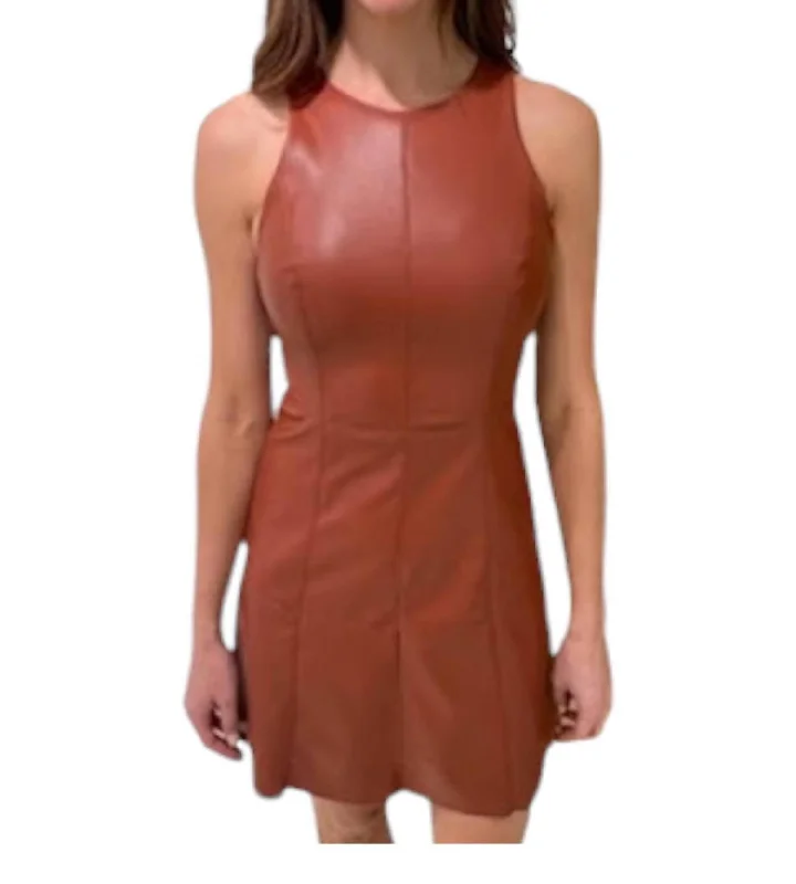 Alison Faux Leather Dress In Cognac Soft fabric unclassified dresses