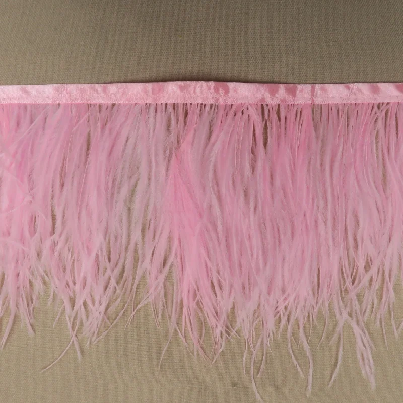 Baby Pink Ostrich Feather Trim 2 PLY Boho unclassified dresses