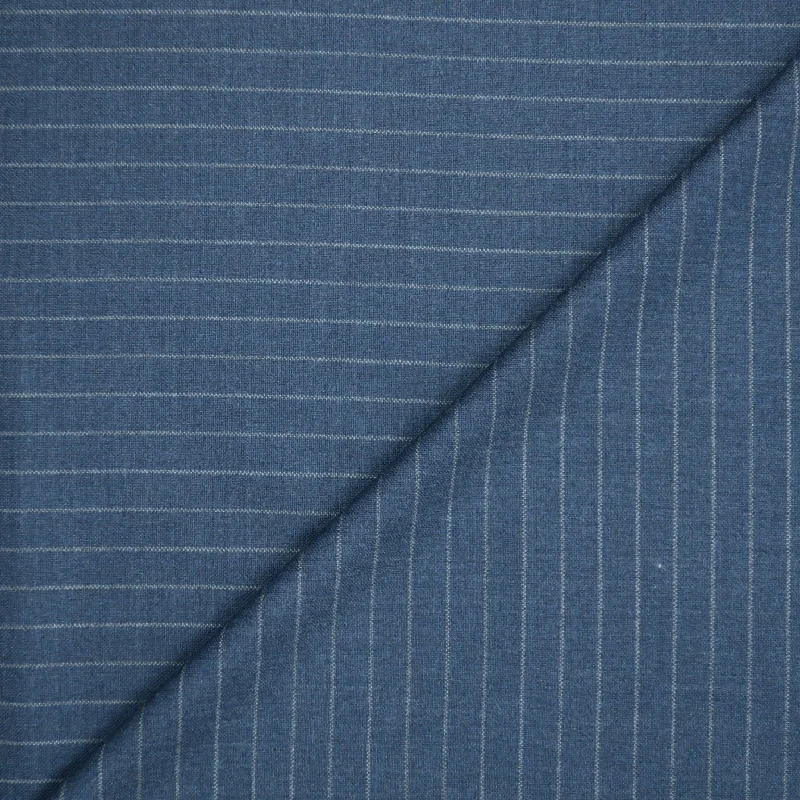 Blue and White Stripe Wool Suiting Fabric Breathable unclassified dresses