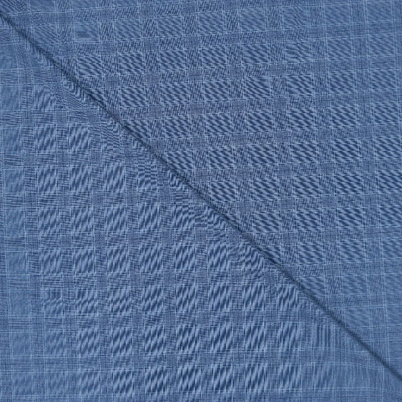 Blue and White Tartan Bleu Shine Super 130's  Ariston Fabric Office unclassified dresses