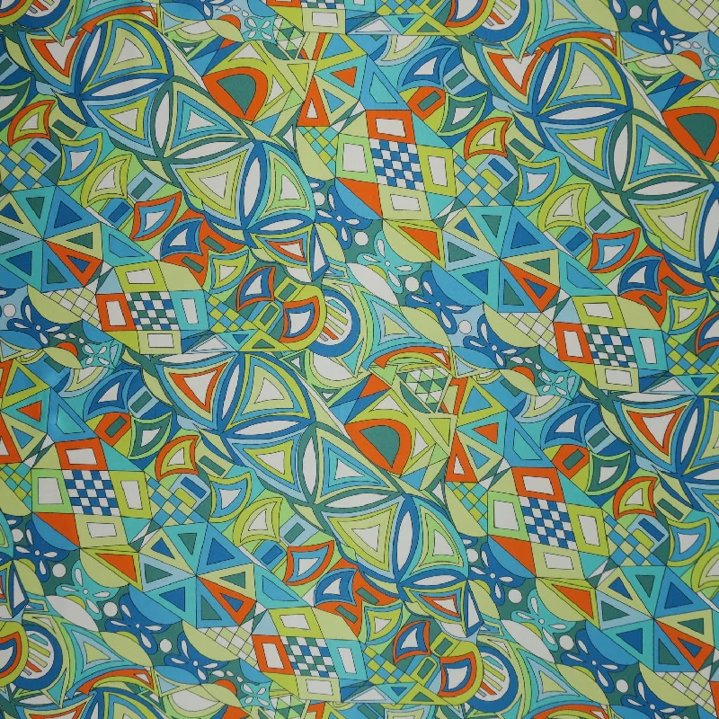 Blue, Orange and Green Abstract Printed Silk Charmeuse Fabric Embroidered unclassified dresses