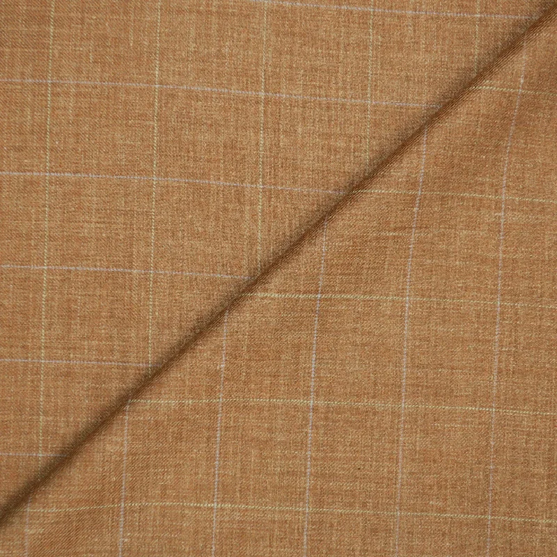 Bronze Windowpane Wool Suiting Fabric Stretchy unclassified dresses