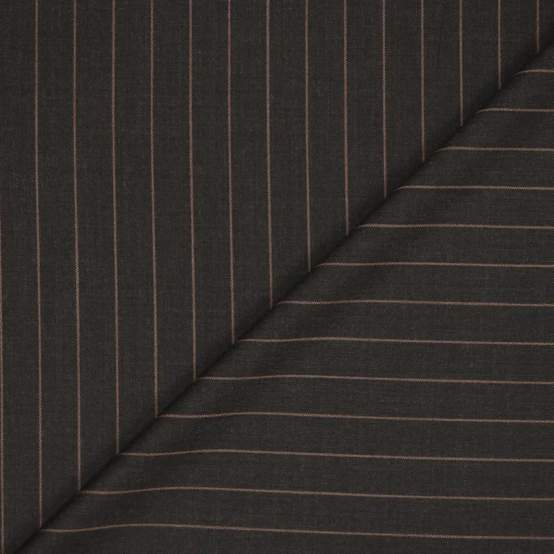 Brown and Beige Striped Fintes Super 130's Micron 17.2 Suiting Fabric High-end unclassified dresses