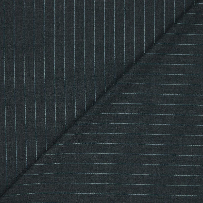 Charcoal Grey and Robins Egg Striped Wool Suiting Fabric Ruched unclassified dresses