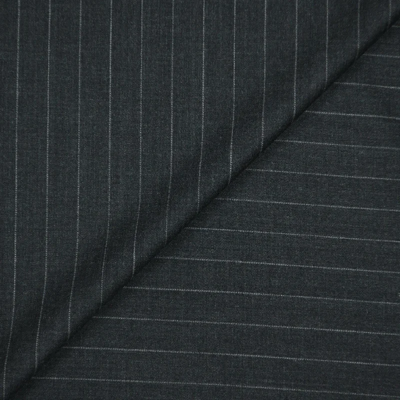 Charcoal Grey with Light Grey Chalk Stripe Wool Suiting Fabric Metallic unclassified dresses