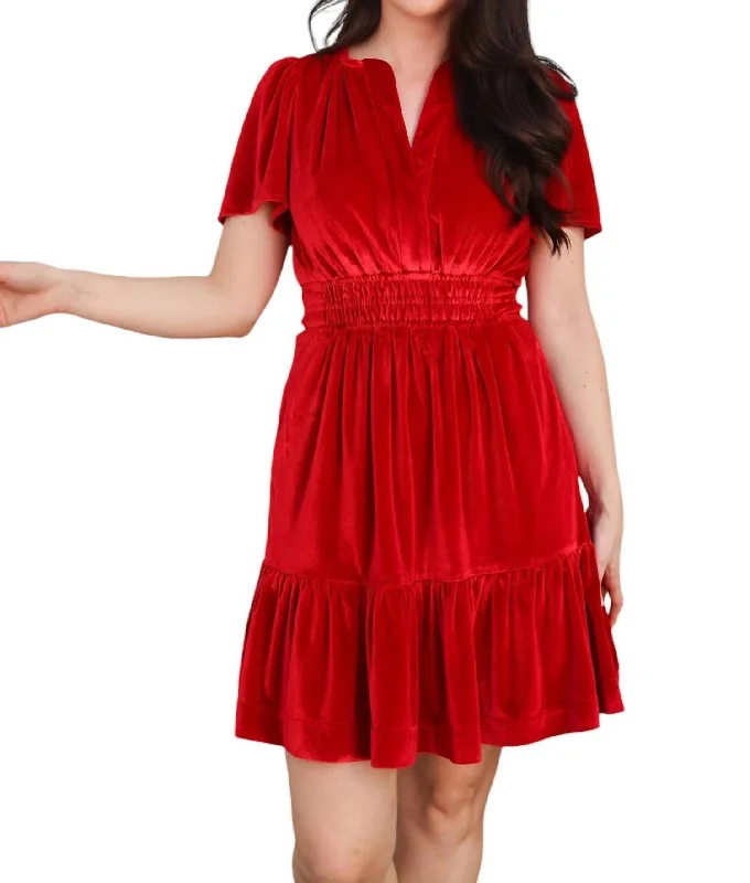 Charlie Velvet Dress In Red Office unclassified dresses