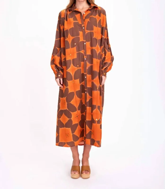 Cramp Dye Dress In Tangerine/brown Trendy new unclassified dresses