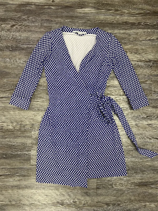 Dress Designer By Diane Von Furstenberg In Blue & White, Size: 0 Elegant unclassified dresses