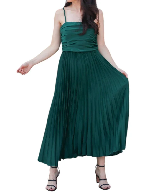 Emily Pleated Dress In Emerald Date night unclassified dresses