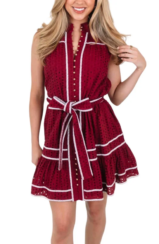 Eyelet Dress In Maroon Tulle unclassified dresses