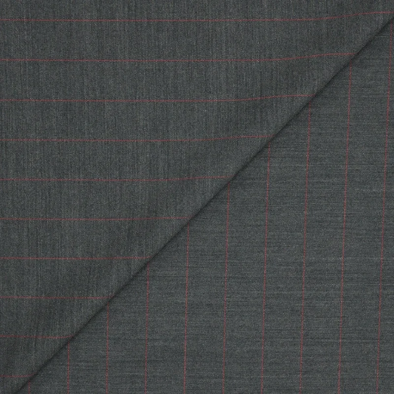 Grey with Red Stripes Exclusive Novelty Super 100's Wool Suiting Fabric Floral unclassified dresses