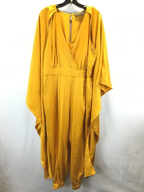 Jumpsuit By New York And Co In Gold & Yellow, Size: L Earthy tone unclassified dresses