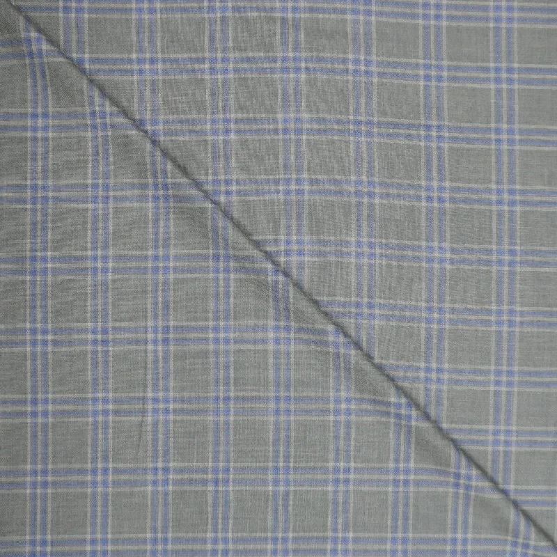 Light Grey and Blue Tartan Ariston Cashmere and Silk Blend Fabric Petite unclassified dresses