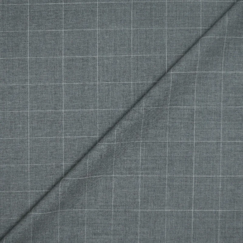 Light Grey Windowpane Super 100's Wool Suiting Fabric Tiered unclassified dresses