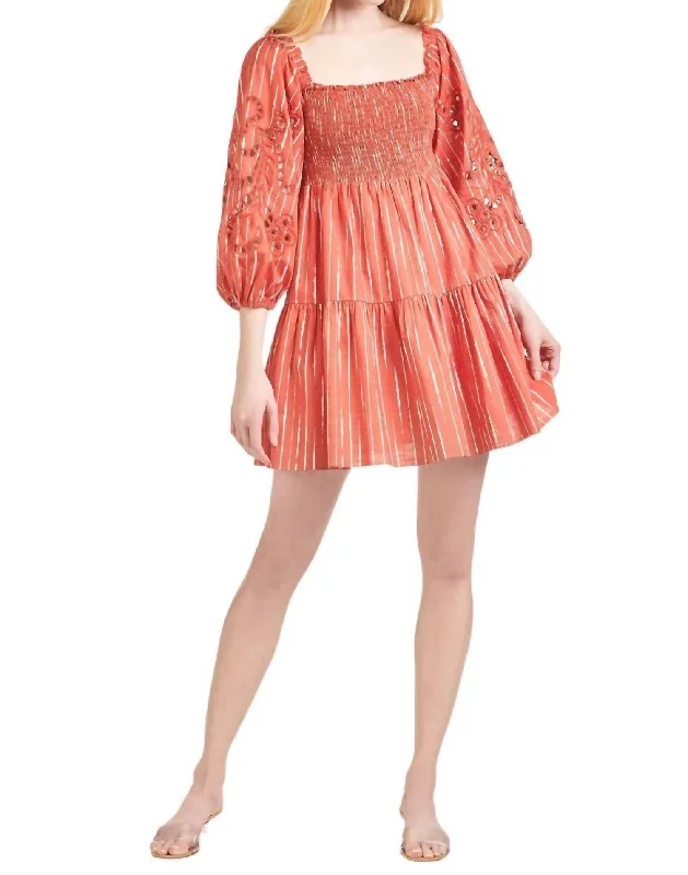 Lola Dress In Striped Orange Shibori Long sleeve unclassified dresses