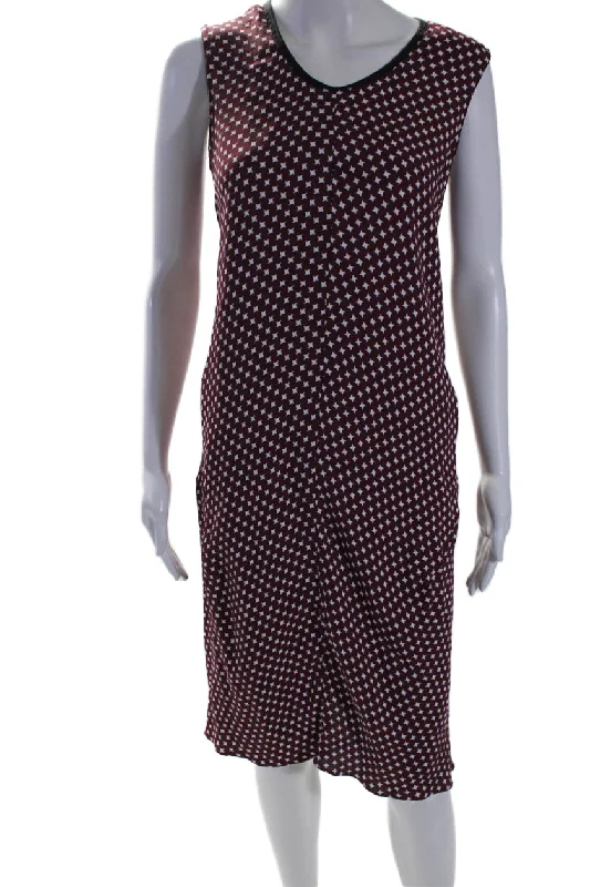 Marni Womens Geometric Printed Sleeveless Ruffled Hem Dress Purple Fall unclassified dresses